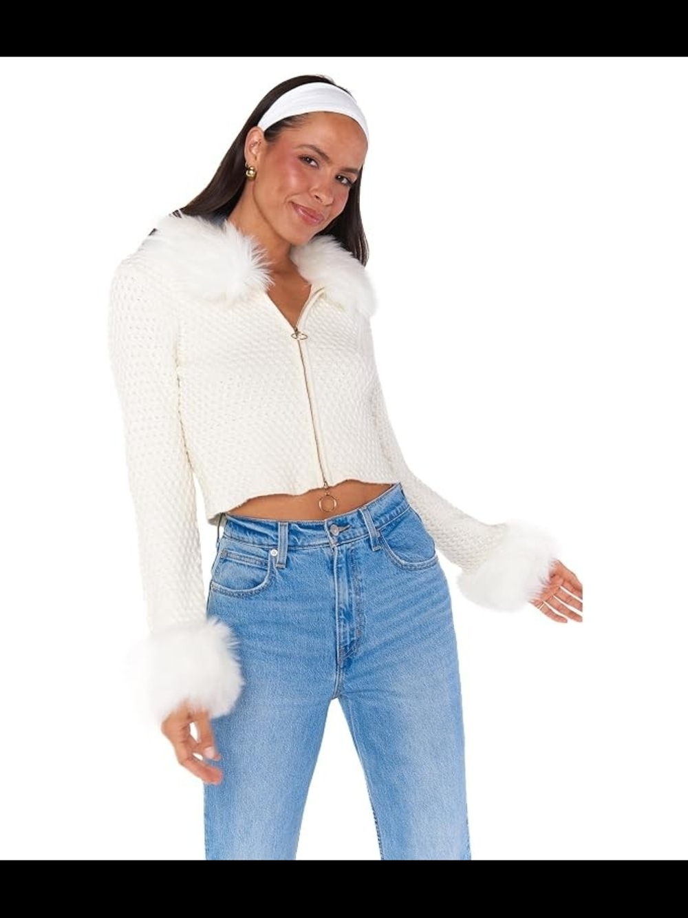 Show Me Your MUMU Zermatt Zip Up White Pebble Jacket Size XL